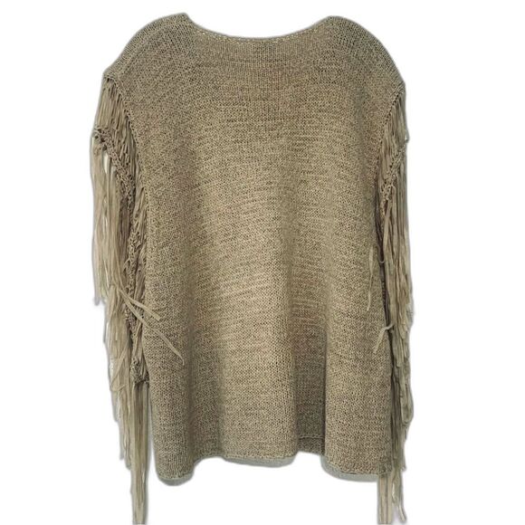 Chico’s Tarrin Artisanal Weaving Fringe Sleeves Poncho Style Sweater Sz … - Picture 11 of 12